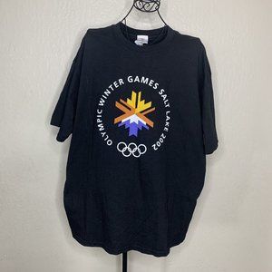 Vintage Olympics 2002 Black Winter Games Salt Lake City Utah T-Shirt